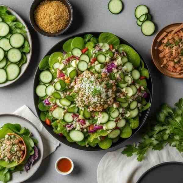 Салат мясной с огурцами